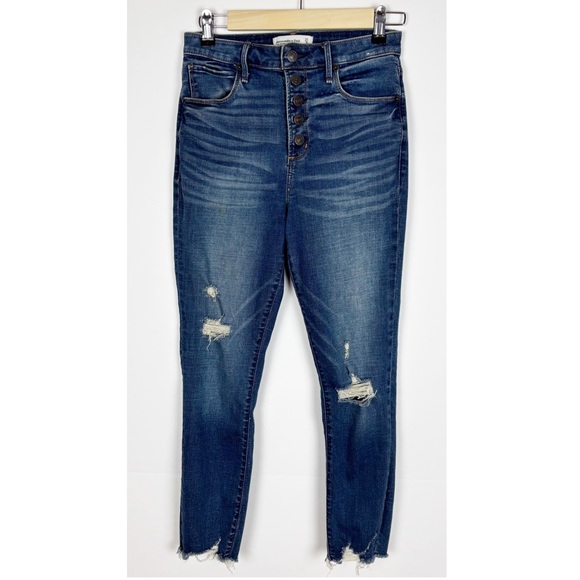 Abercrombie & Fitch Denim - Abercrombie & Fitch Curve Love High Rise Super Skinny Ankle Jeans Distressed 27